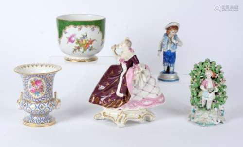 Nymphenburg Germany a well executed German porcelain figure of a lady, she stands upon a four footed