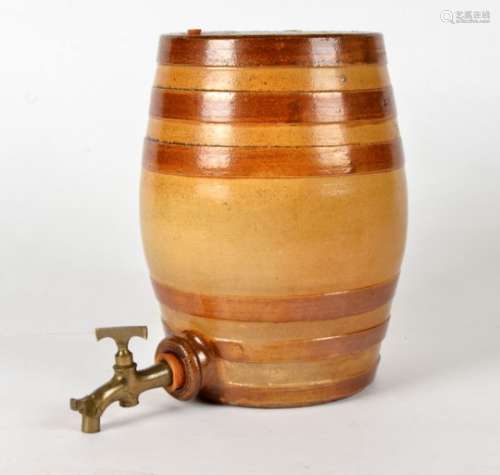 A Doulton & Watts brandy barrel, with tap, with salt glaze, marked 'Doulton & Watts Lambeth
