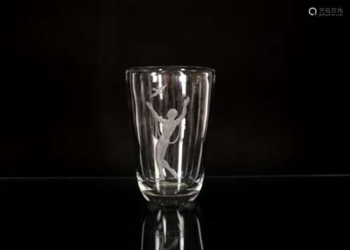 Emil Weidlich for Varends Konstglas, an etched vase with decoration of a nude female figure with