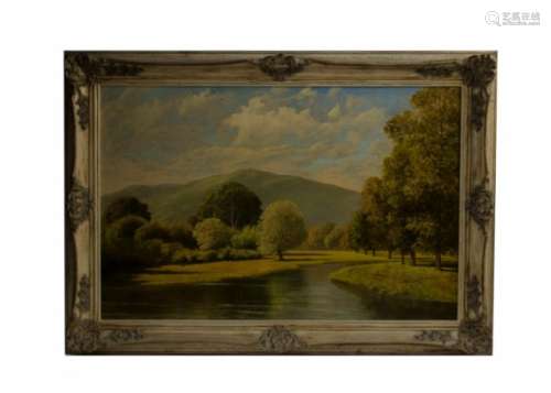 David Mead (British, 1906-1986) 'Malvern Hills', an oil on board landscape of the hills bordering