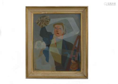 Attributed to Michael Buthe (German 1944-1994), an acrylic cubist study on canvas of 'The Window