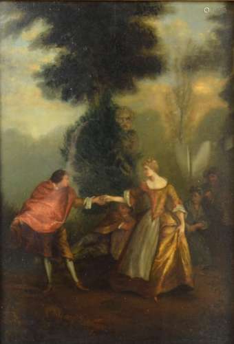 Nicholas Lancret (French 1690-1745) oil on panel, depicting figures courting in a classical