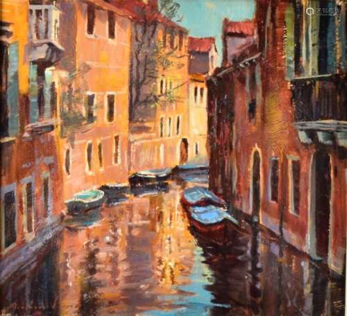 Andrew King (b.1956) oil on board, Afternoon Reflections, Canareggio' depicting northern Venice,