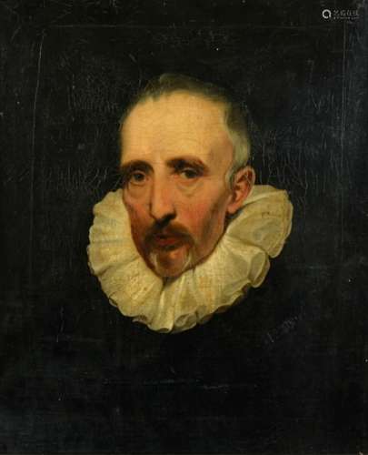 After Anthony Van Dyck, oil on canvas, portrait of Cornelis van der Geest a ruff, 63cm x 51.5cm,