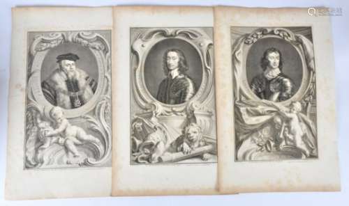 Jacobus Houbraken (Dutch, 1698-1780) five engravings of dignitaries, after various famous