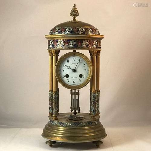 Chinese Qing Dynasty Gilt Bronze Cloisonne Clock