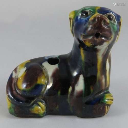 A Chinese Qing Dynasty Sancai Porcelain Dog