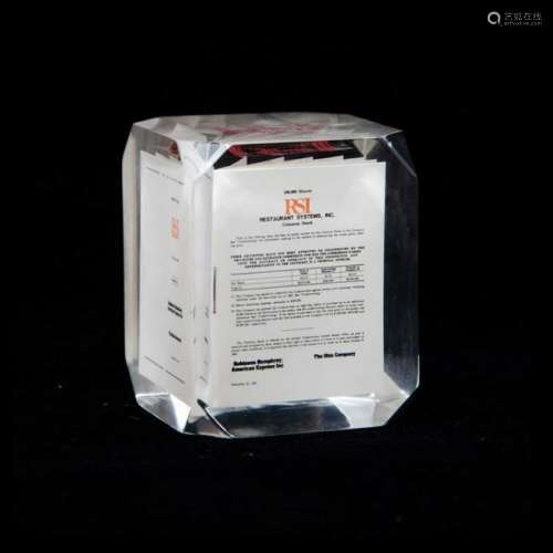 IPO Lucite Embedment for Restaurant Systems, Inc 1983