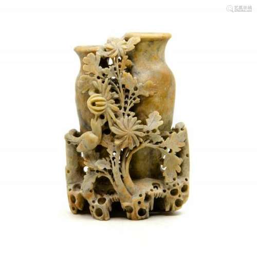 Chinese Hard Stone Hand Carved Vase