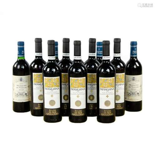 Group of 12 Wine Bottles Including Marques De Vargas