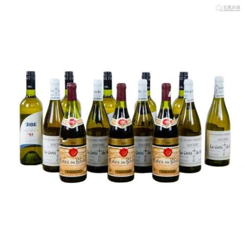 Group of 13 Wine Bottles Including Lucien Crochet