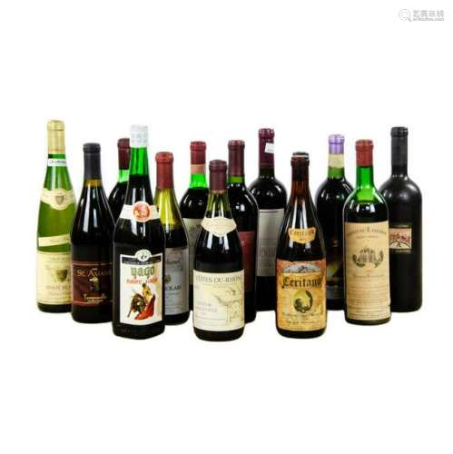 Group of 14 Wine Bottles Including Vin D'Alsace Pinot