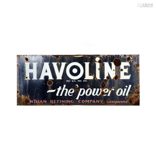 Rare Havoline Oil Porcelain Sign Indian Oil Co.
