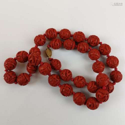 Chinese Cinnabar Necklace