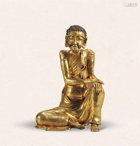 明 铜鎏金达摩坐像