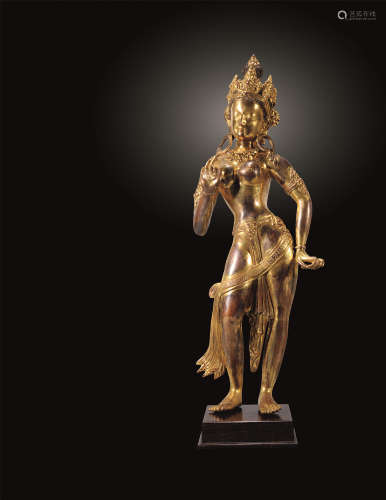 十八世纪 铜鎏金莲花手佛母立像