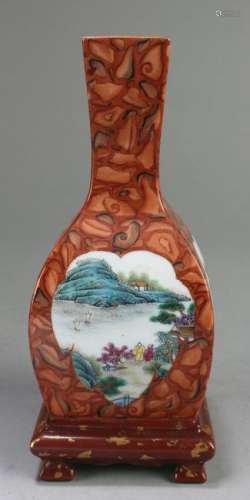 Chinese Square Shaped Porcelain Vase