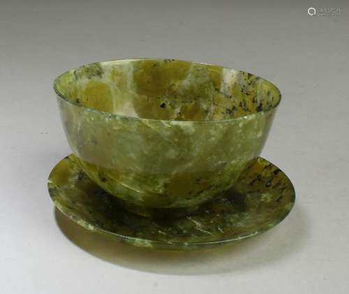 A Jade Cup with Saucer