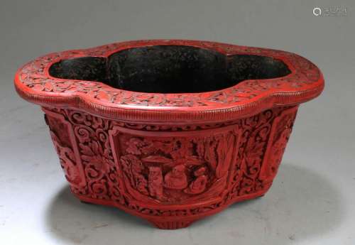 Antique Chinese Cinnabar Lacquer Container