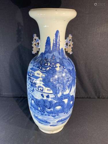 Chinese Blue White Landscape vase