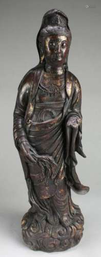 Chinese Bronze Standing Guanyin Statue
