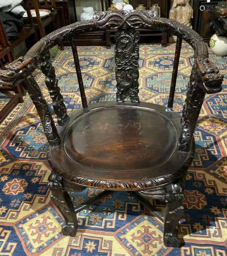 Chinese Rosewood Chair with Dragon Motif
