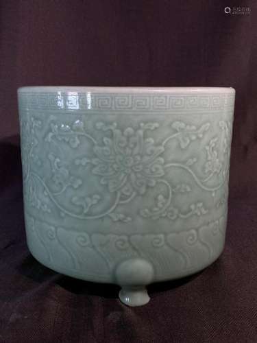 Chinese Ming Celadon Porcelain Censer - Lotus
