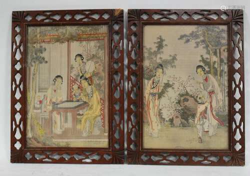 A Pair of Antique Framed Decorative Art