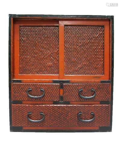 Antique Bamboo Woven End Cupboard