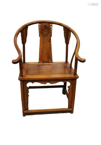 Chinese Hardwood Horseshoe Back Chair