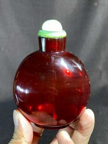 Chinese Peking Glass Snuff Bottle - Pigeon Blood