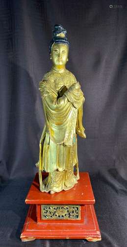 Chinese Gold Lacquer on Wood Figurine