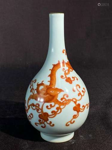 Chinese Porcelain Vase with Red Dragon