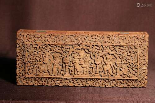 Indian Sandle Wood Box with Figural Scene - Albert