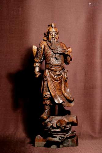 Chinese Hardwood Carving of Guandi General