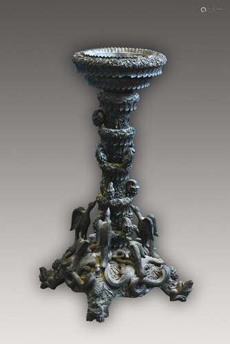 Heavily Carved Anglo-Indian Stand with Grape Bird Motif