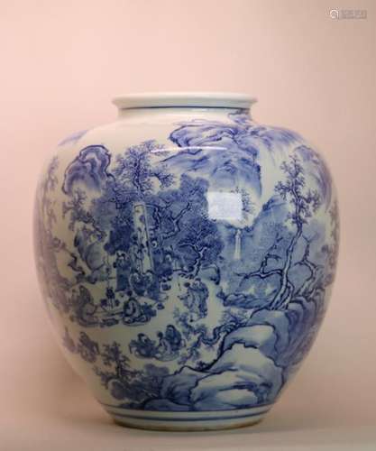 Stunning Japanese Blue White Porcelain Vase - Figural