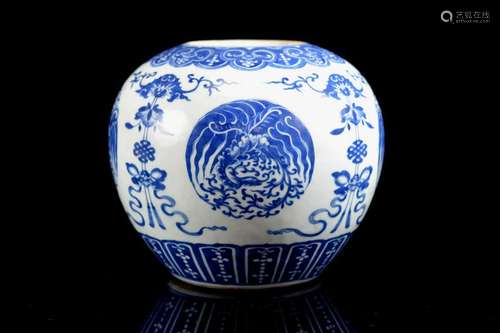 Chinese Blue White Porcelain Jar with Pheonix