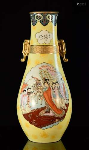 Chinese Famille Rose Porcelain Vase with Figural Scene