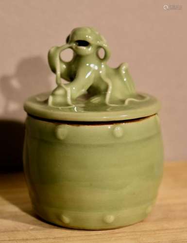 Chinese Celadon Porcelain Censer with Foolion Top