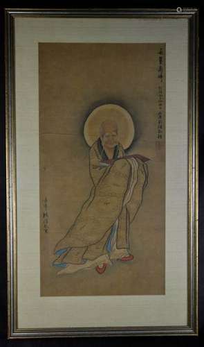 Chinese Painting of Damo on Silk