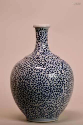 Japanese Blue White Arita Porcelain Bottle Vase