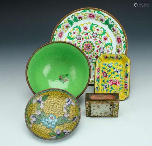 5 ASSEMBLED PIECES OF CLOISONNE