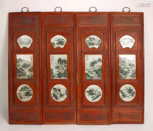 FOUR REPUBLIC PERIOD PORCELAIN HANGING PLAQUES