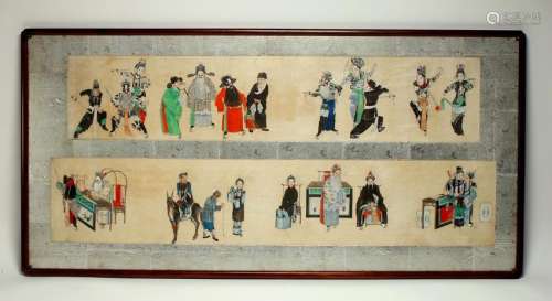 PAIR LARGE FRAMED HAND PAINTED CHINESE SCROLLS
