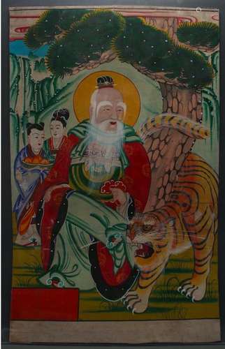 CHINESE ELDER & TIGER THANGKA