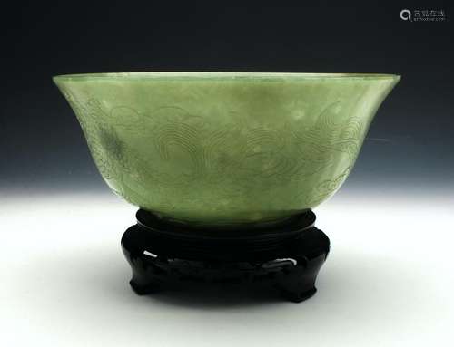 JADE DRAGON BOWL WITH CUSTOM STAND