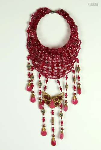 LARGE FUCHSIA BIB NECKLACE