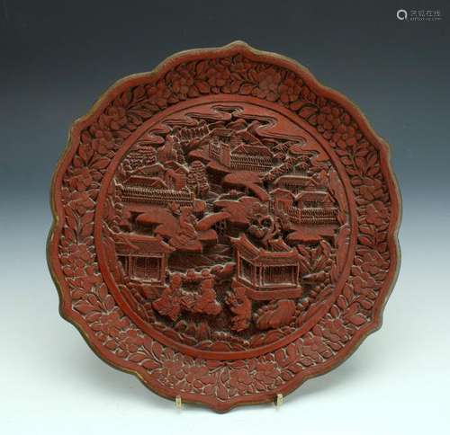 CINNABAR VILLAGE SCENE PLATE