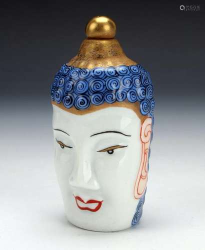 SNUFF BOTTLE IN FORM OF BUDDHA HEAD